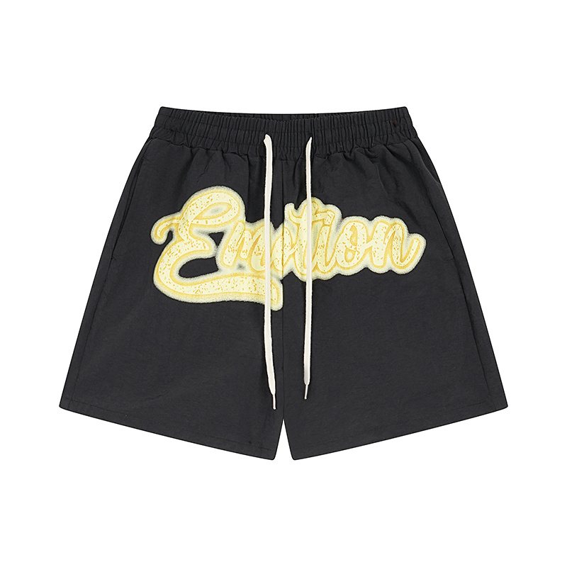 MIXED EMOTION Black Front Graphic Appliqué Shorts