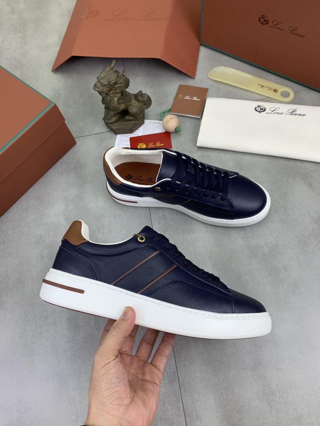 Loro Piana Contrast-Trim Low-Top Sneakers